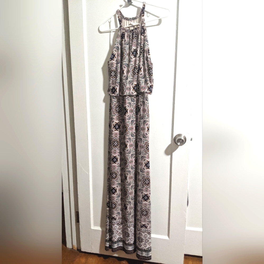 Patterned Halter Maxi Dress Size L